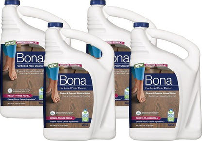 Bona Hardwood Floor Cleaner Refill - 4-Pack for Streak-Free Shine & Easy Cleaning