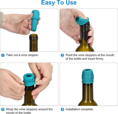 8 Pack Silicone Wine Stopper, Wine Stoppers for Wine Bottles, Wine Seal Stopper Can Be Reused to Keep Wine Fresh, by Brusoon (Multicolor)