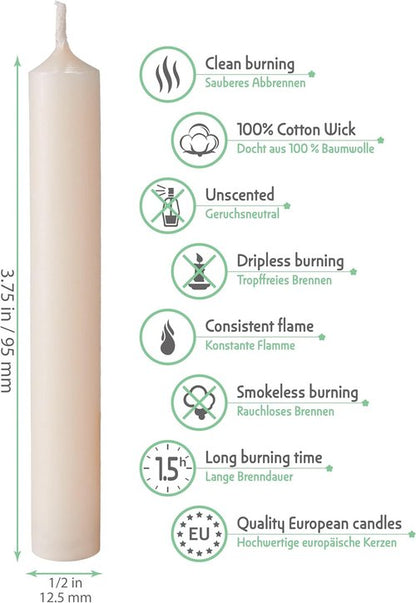 Eika Premium Christmas Tree Candles - Set of 20 Traditional Wax Candles for Pyramids & Chimes - Champagne Color