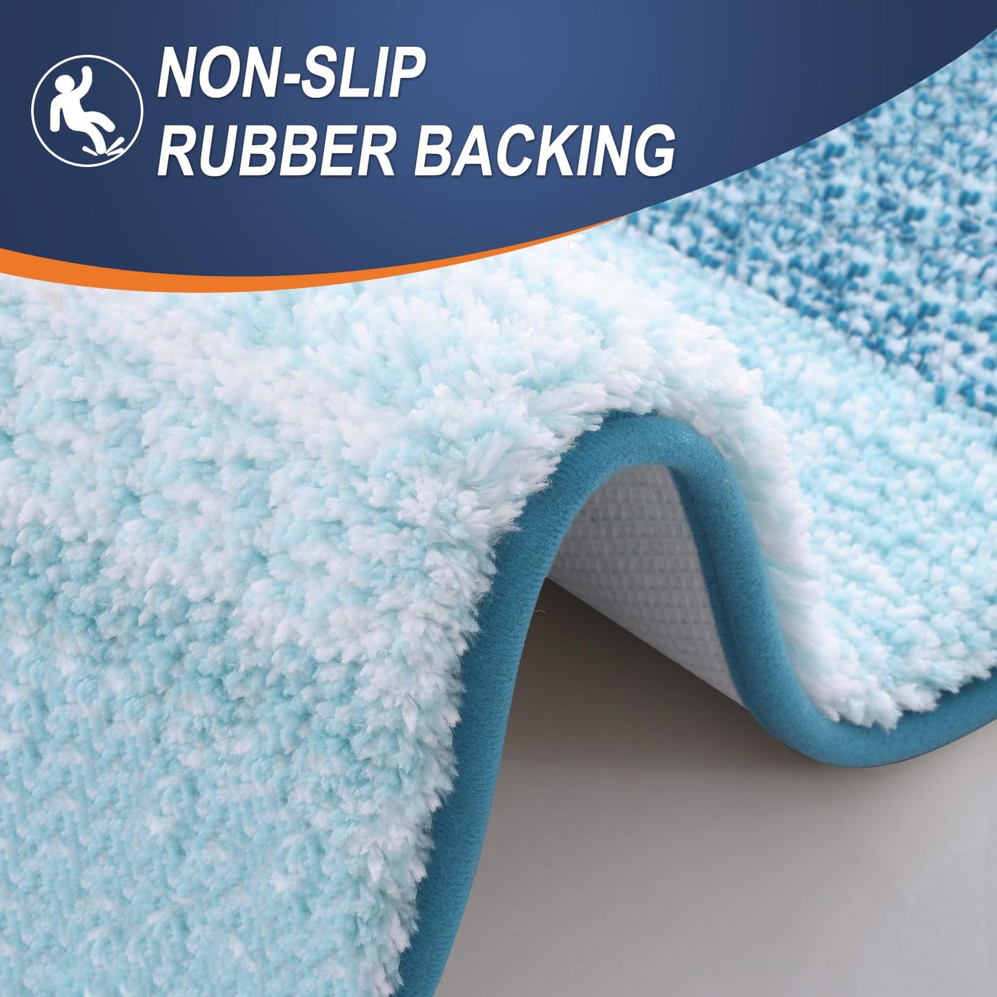 OLANLY Bathroom Runner Rugs Mat 44x24, Extra Soft Absorbent Microfiber Bath Rugs, Rubber Backing, Quick Dry, Washable Long Bath Mats for Bathroom, Tub and Shower, Home Decor Accessories, Peacock Blue