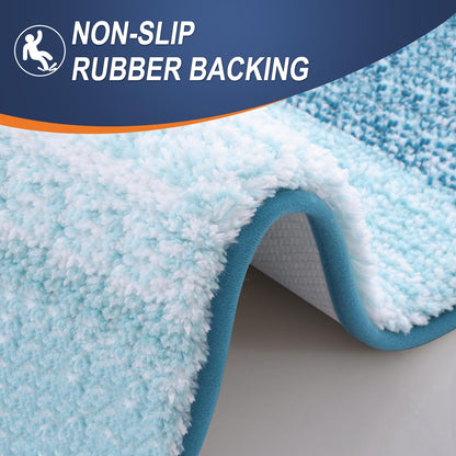 OLANLY Bathroom Runner Rugs Mat 44x24, Extra Soft Absorbent Microfiber Bath Rugs, Rubber Backing, Quick Dry, Washable Long Bath Mats for Bathroom, Tub and Shower, Home Decor Accessories, Peacock Blue