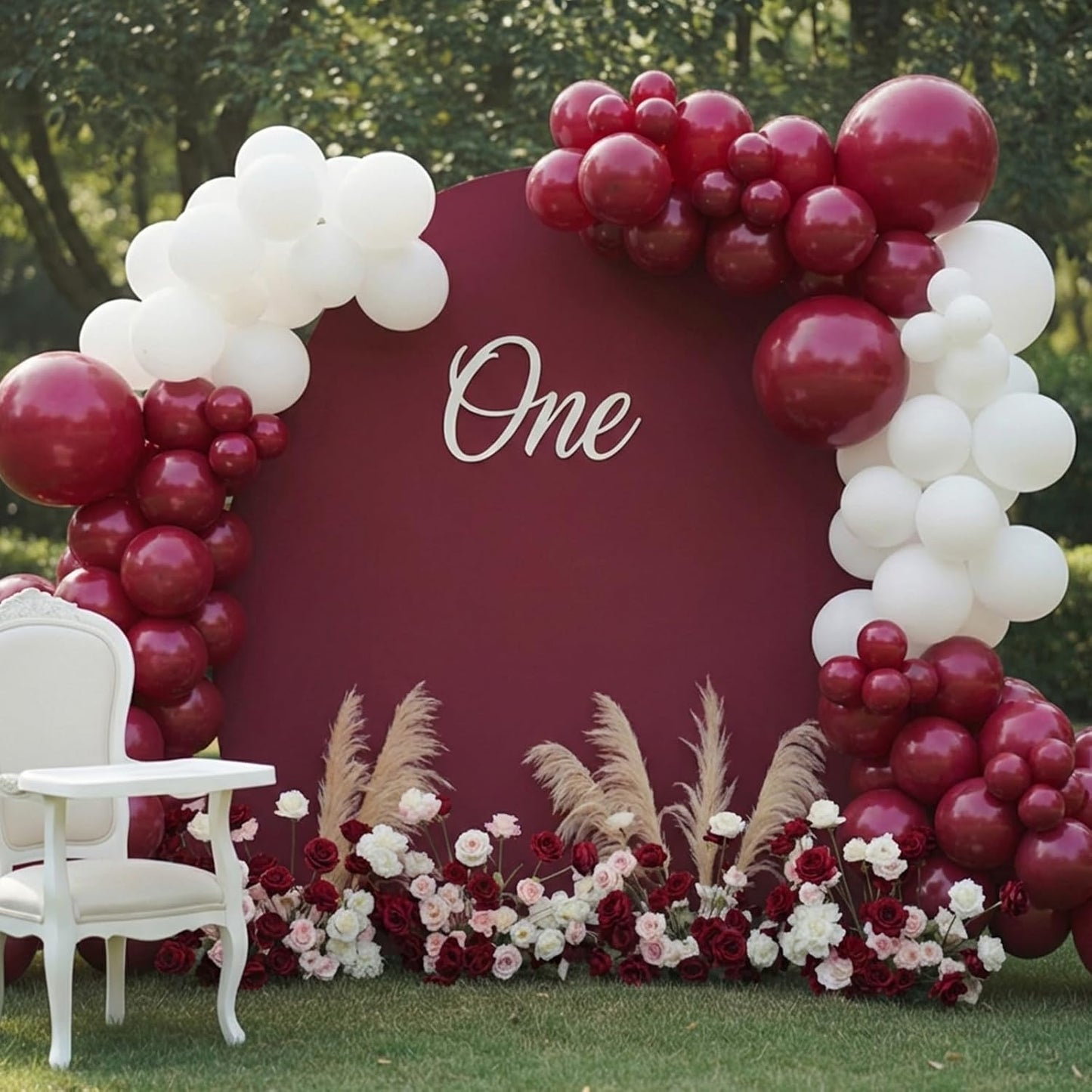 RUBFAC Burgundy Balloons - 129-Piece Latex Balloon Garland Kit | Maroon & Dark Ruby Red, 5-12 Inch