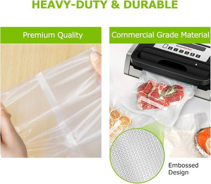 Bonsenkitchen Vacuum Sealer Bags - Heavy Duty Food Grade, BPA Free, 100 Gallon, 11" x 16" Size | Ideal for Meal Prep & Sous Vide Cooking