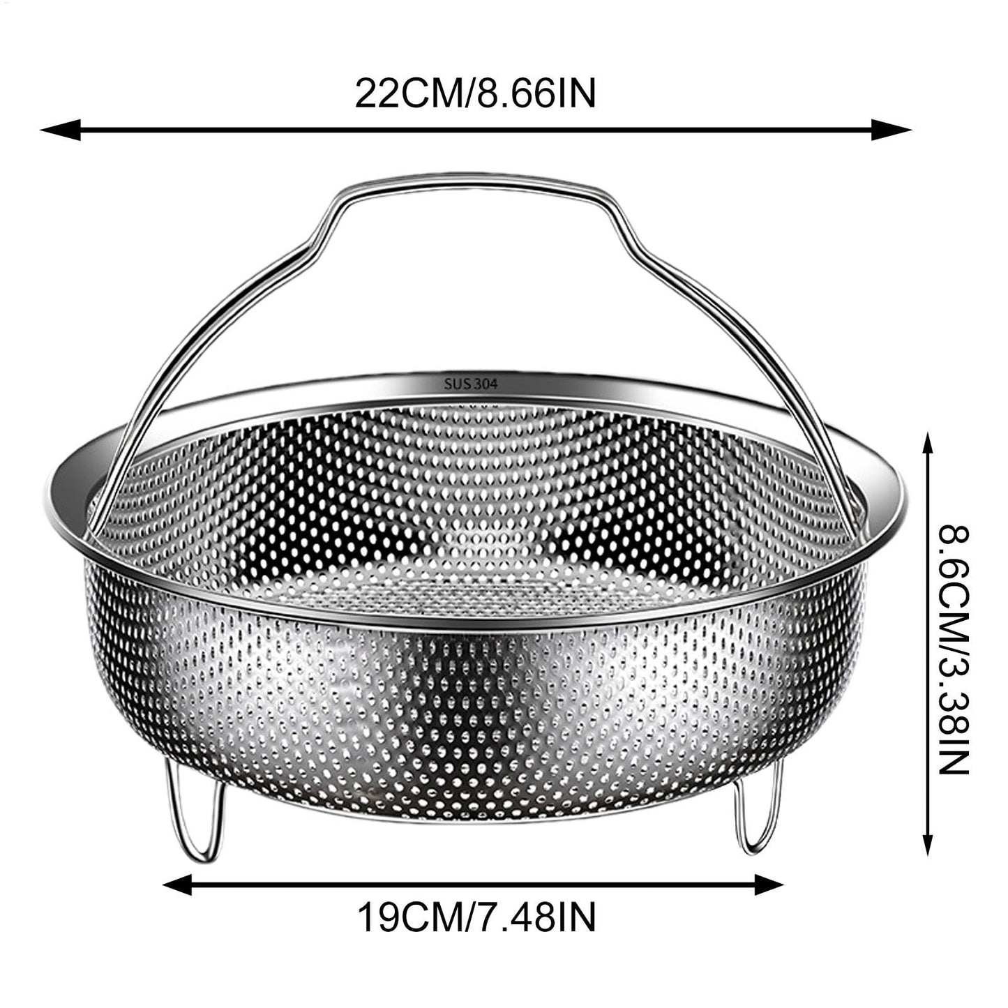 Rice Washer - Stainless Steel Cooking Steam Basket, Food Steamer | Vegetable Steamer Tray With Handle And Base Leg, Food Steamer Basket For Pressure Cookers