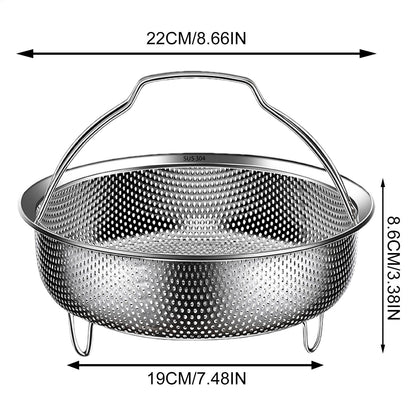 Rice Washer - Stainless Steel Cooking Steam Basket, Food Steamer | Vegetable Steamer Tray With Handle And Base Leg, Food Steamer Basket For Pressure Cookers