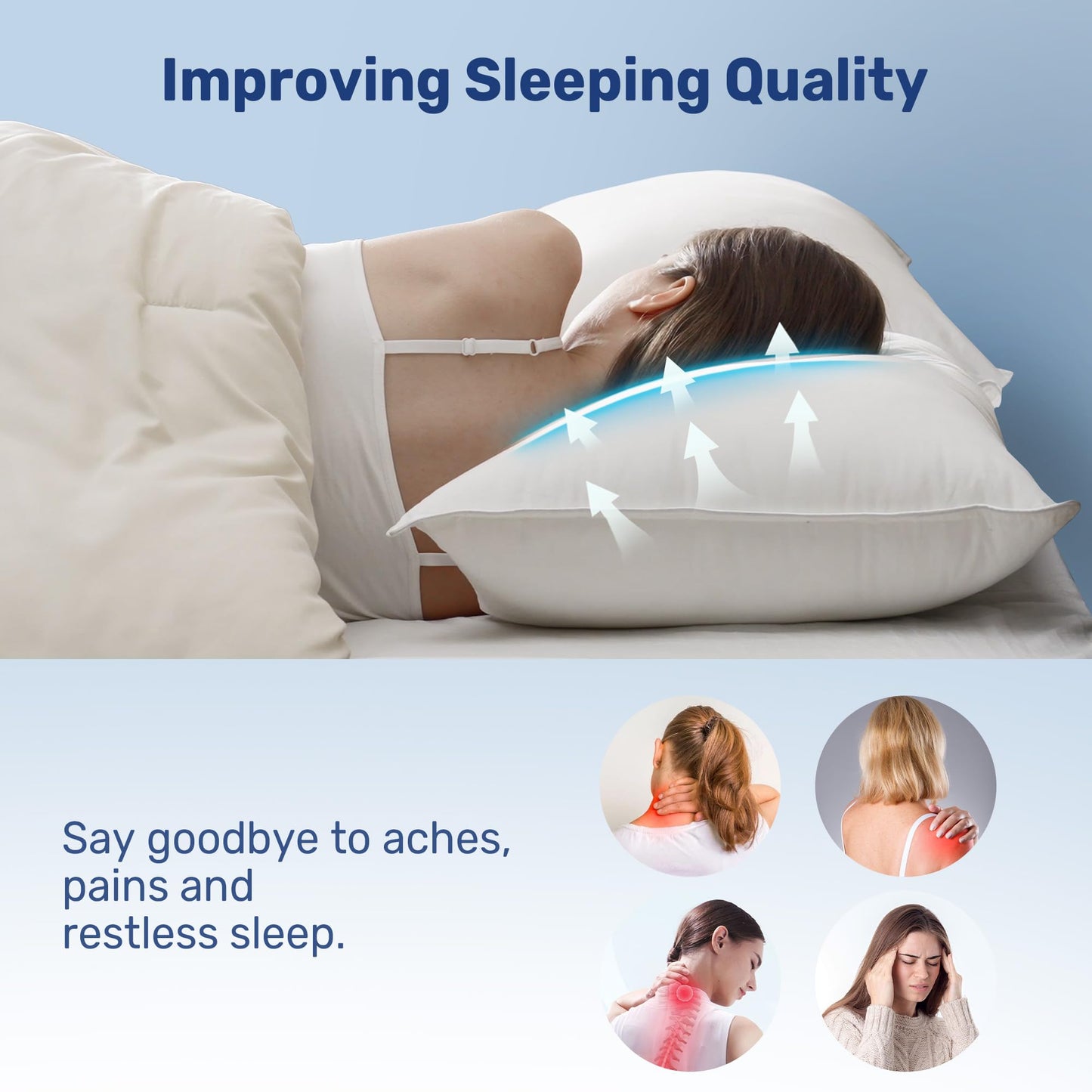 UNIKOME Ultra Soft King Size Pillows Set of 2 - Hotel Collection Luxury 100% Cotton Cover Down Alternative Bed Pillow, Fluffy Pillows for Back, Stomach or Side Sleepers