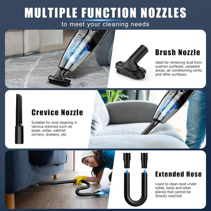 Upbooz Handheld Vacuum - Cordless Portable Car Vacuum with 7500Pa Suction | 670ML Lightweight Cleaner for Home & Pet Hair