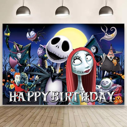 Nightmare Before Christmas Wall Decor for Kids Birthday Party - 5x3ft Backdrop