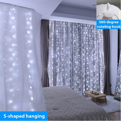 ZSJWL 300 LED White Curtain Lights - 9.8x9.8Ft Fairy String Lights with Remote & Timer for Indoor/Outdoor Use