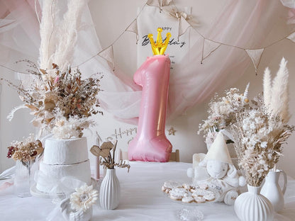 Regine Switzerland 40-Inch Number Balloon - Pink Giant "1" for First Birthday Celebrations
