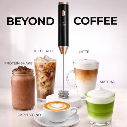 Zulay Kitchen Rechargeable Milk Frother - 3 Whisk Attachments, USB-C Charging, Lasts 6 Months