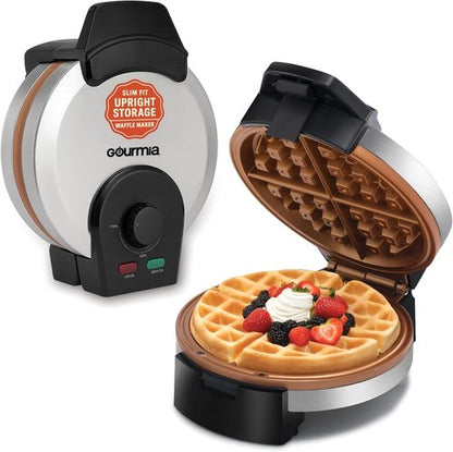Gourmia Belgian Waffle Maker - Compact Design with Adjustable Browning & Easy-Clean Nonstick Plates