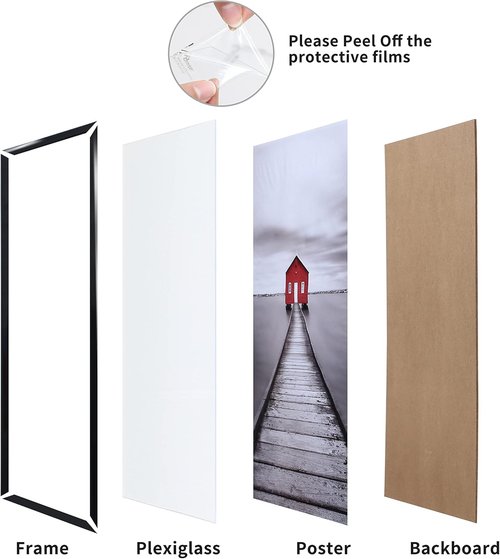 ELSKER&HOME 16x24 Black Poster Frame Set - Sturdy, Scratch-Proof Design for Horizontal or Vertical Mounting