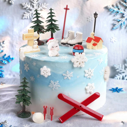 Skiennix 23PCS Ski-Themed Cake Decoration Set - Perfect Birthday Party Toppers & Supplies