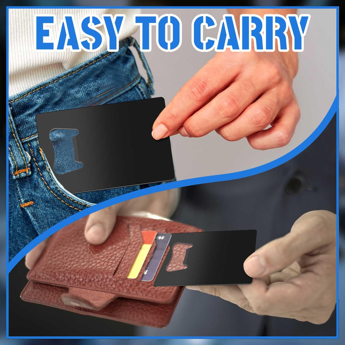 Nuogo 100 Pcs Stainless Steel Card Bottle Openers Bulk Metal Card Beer Openers Groomsmen Wallet Bottle Opener for Wedding Party Bridesmaid Favors Gifts (Black)