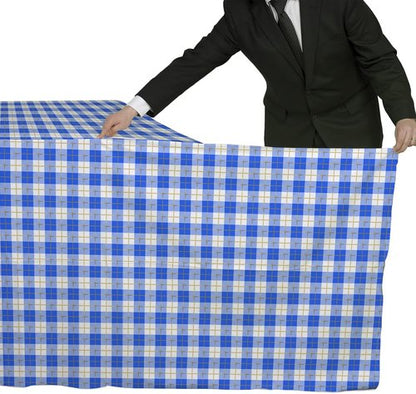 Gatherfun 3PCS Disposable Waterproof Tablecloth - Blue & White Gingham Checkered | 54x108 Inch for Parties & Events
