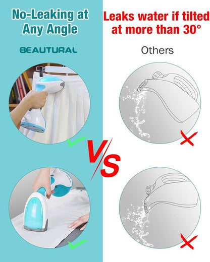 Beautural Steamer for Clothes - Portable Handheld Fabric Wrinkle Remover | Fast 30-Second Heat-Up, Auto-Off, Large Tank