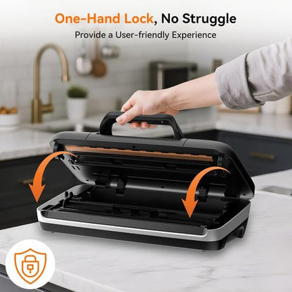 85Kpa Vacuum Sealer Machine - 10-in-1 Automatic Food Saver with Easy-Lock Handle & Built-in Cutter | Includes Bags & External Hose
