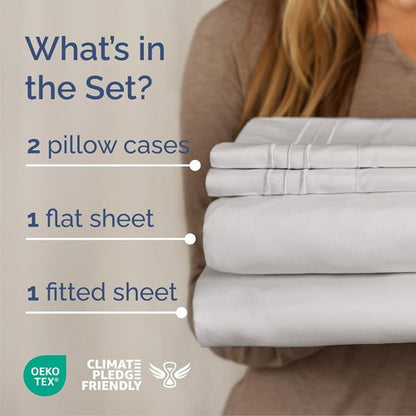 King Size 4 Piece Sheet Set | Comfy Cooling Bed Sheets - Hotel Luxury Bedding - Deep Pockets, Soft & Wrinkle-Free - Oeko-Tex Certified - French Grey