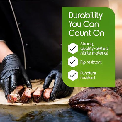 Inspire Black Nitrile Gloves - Heavy Duty 6 Mil Chemical Resistant Disposable Gloves | Ideal for Medical & Cleaning