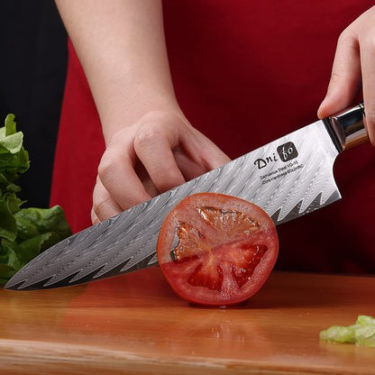 Dnifo Chef Knife, Damascus VG-10 Steel 8 inch Professional Sharp Kitchen Knife, Japanese Chef Knives Full Tang Half Bolster Cooking Damascus Knife, Anti-rusting Forged Damascus Chef's Knife