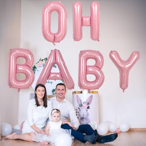 Giant Letter P Foil Balloon - 40 Inch Pastel Pink Inflatable Alphabet Decor for Baby Showers & Parties