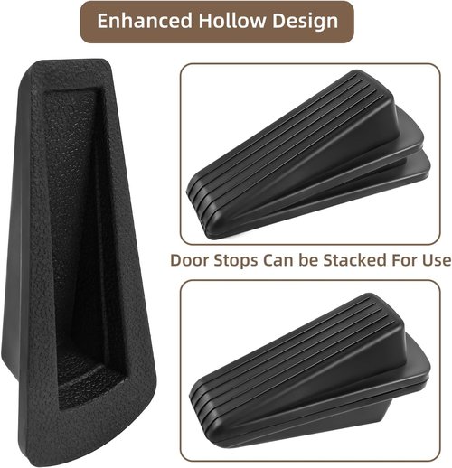 JZWBLILY Door Stoppers - Premium Rubber Wedge for Heavy Duty Doors | Sturdy & Stackable (Black, 2 Pack)