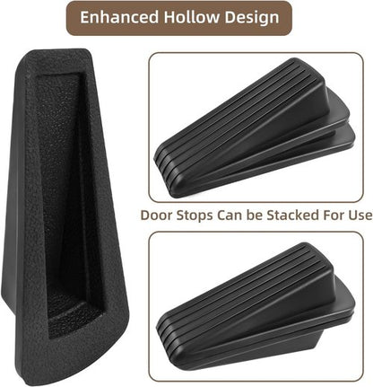 JZWBLILY Door Stoppers - Premium Rubber Wedge for Heavy Duty Doors | Sturdy & Stackable (Black, 2 Pack)