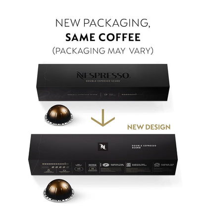Nespresso Capsules Vertuo - Double Espresso Scuro Dark Roast Coffee Pods | 30-Count, 2.7oz Brews