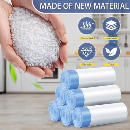 T.FORING 13 Gallon Trash Bags Drawstring 120 Count, 1.7 Mil Thick White Garbage Bags, Easy-Dispense Roll for Kitchen & Household Use, Resists Tears, Leaks and Punctures