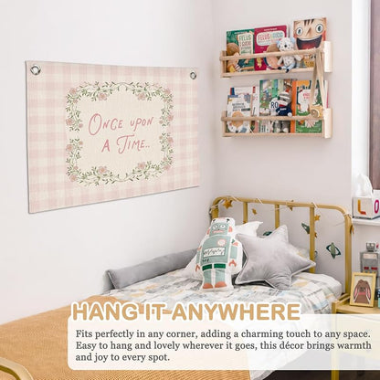 Once Upon A Time Nursery Banner 30x20 Inch - White Linen Look