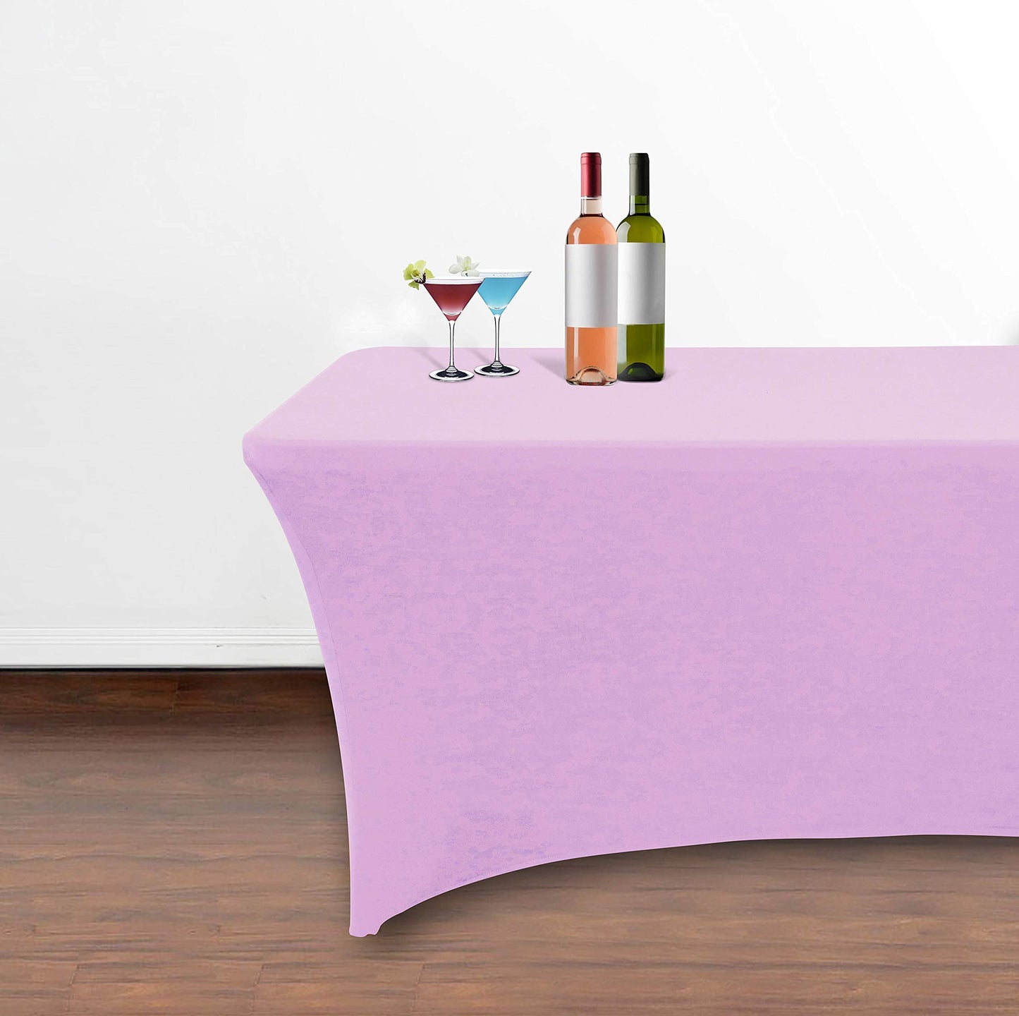 Obstal 6ft Stretch Spandex Table Cover for Standard Folding Tables - Universal Rectangular Fitted Tablecloth Protector for Wedding, Banquet and Party, 72L x 30W x 30H Inches, Light Purple, 2pc