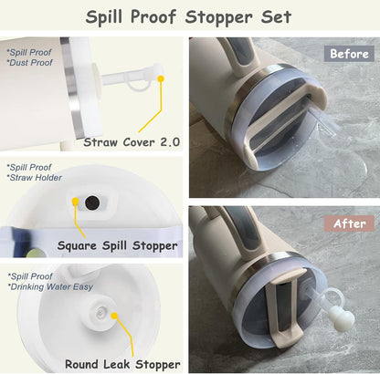 Stanley - Cup Accessories Set with Straw Cover, Spill-Proof Stopper & Flower Handle Charm - Cream