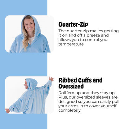 THE COMFY Original Quarter-Zip | Floor Length Sherpa Lined Microfiber Fleece Wearable Blanket, Oversized Design with Hood and Pocket, From Shark Tank, for Women & Men, Warm and Cozy Gifts