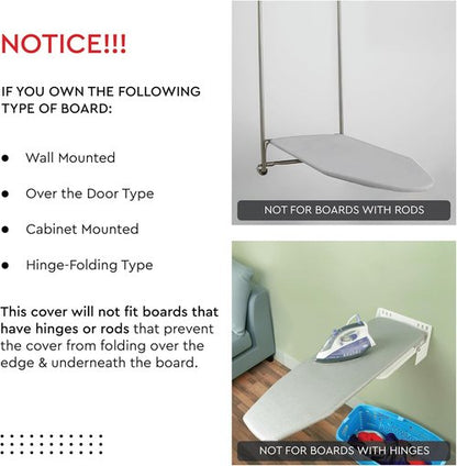 Encasa XO Ironing Board Cover - Thick 4mm Felt Padding, Scorch & Stain Resistant | 54"x15" Standard Size - [Design]