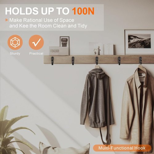 BREYDROK Heavy Duty Metal Coat Hooks - 20PCS Single Prong Wall Hooks with 40 Screws for Towel, Backpack & Hat Storage