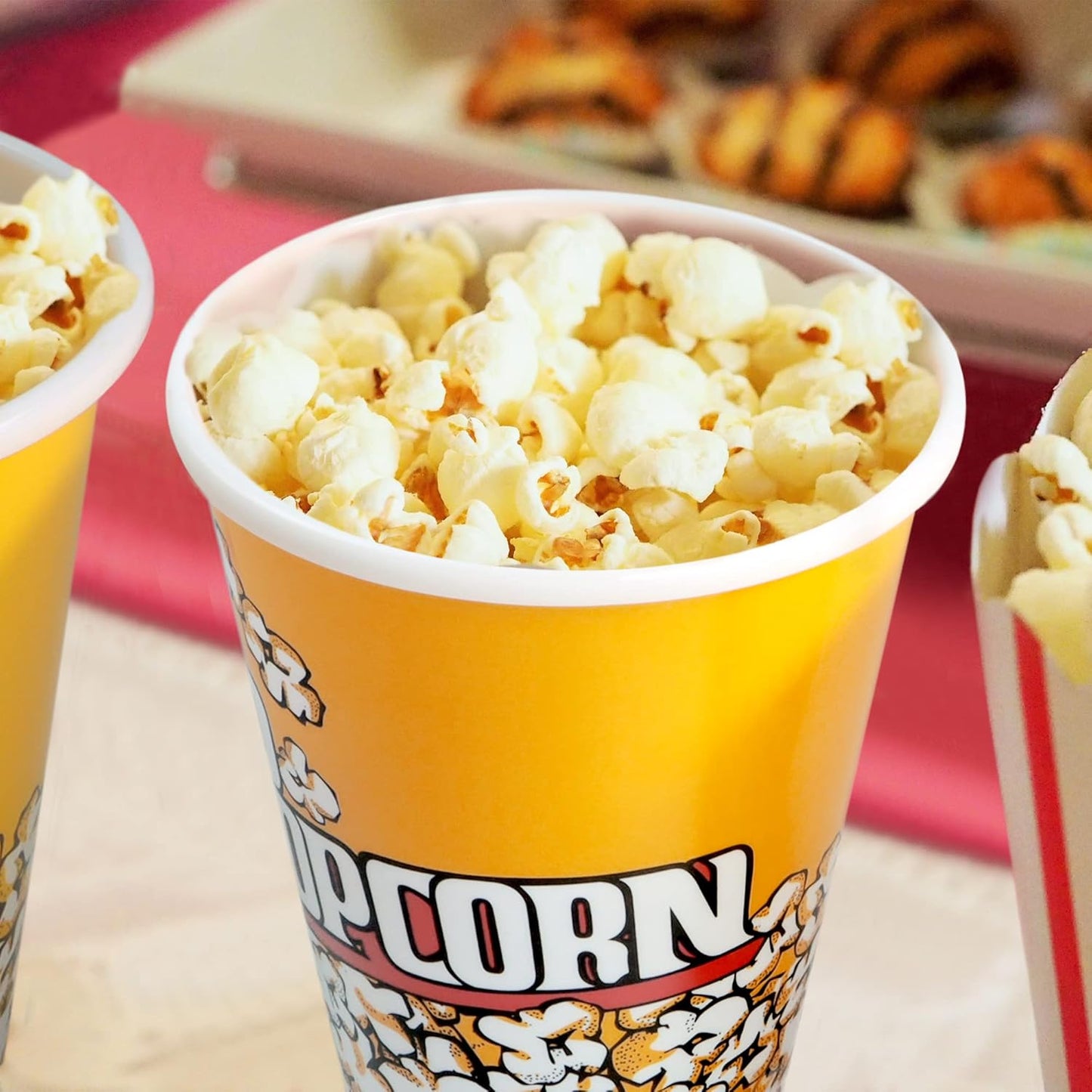 Novelty Place Retro Style Popcorn Containers - Perfect for Movie Night | 7" Tall x 4.5" Diameter (3 Pack)