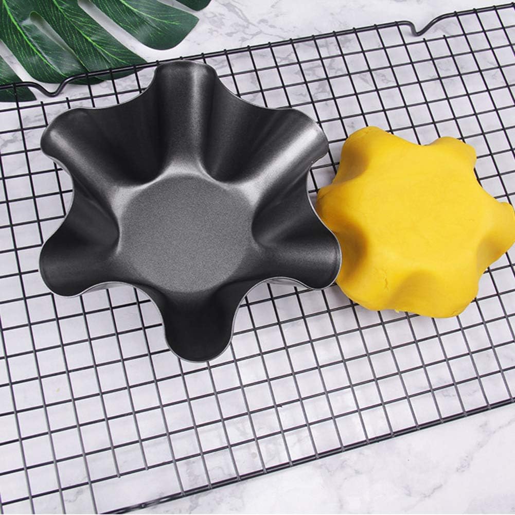Skiennix Tortilla Pan Set - 6 Pack Carbon Steel Non-Stick Taco Shell Makers with Silicone Potholder & Basting Brush - Black