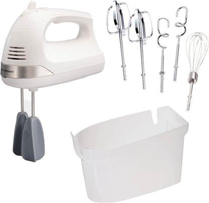 Hamilton Beach 6-Speed Electric Hand Mixer - Powerful 275W Motor, Whisk & Dough Hooks, Easy Clean, White