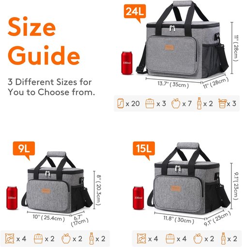 Lifewit Insulated Lunch Bag - Large Soft Cooler Tote for Adults | 40-Can Capacity, Gray