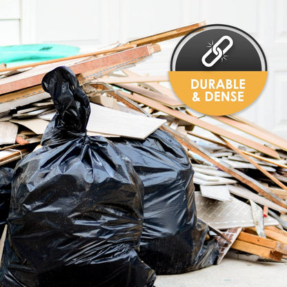 PAMI Heavy Duty 42 Gallon Contractor Garbage Bags - Tear-Resistant Yard Waste Cleanup (10 Count, Black)