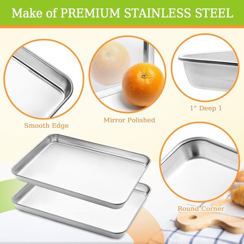 CEKEE Stainless Steel Baking Sheets - Heavy Duty & Easy Clean 2-Piece Set | 12.59 x 9.84 x 1 Inch