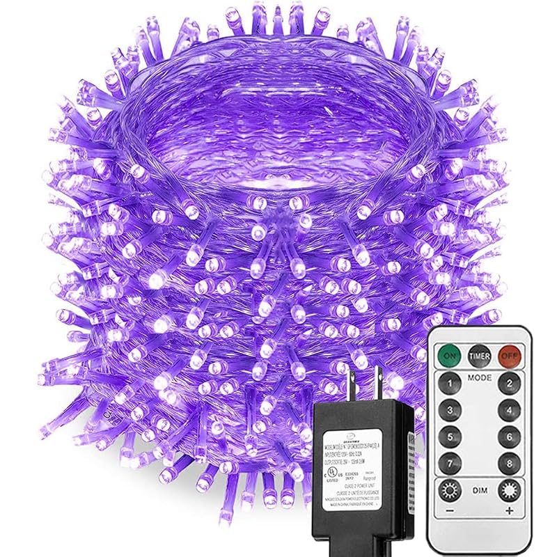 Solhice 80ft UV Black Light String Lights with Remote, 300 LEDs – Indoor/Glow Party Decor