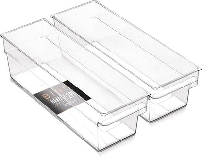 BINO Plastic Storage Bins - Shallow Multipurpose Organizer | Clear Kitchen Pantry & Freezer Containers