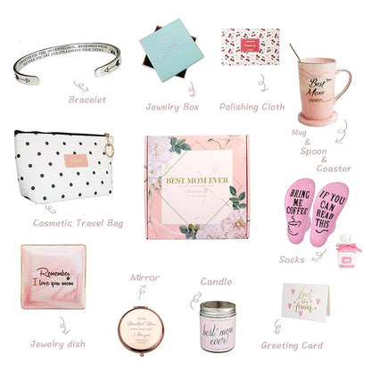 Mom Gift Basket Set – 11 Piece Spa & Cozy Gift Box for Mother's Day, Birthday & Holidays