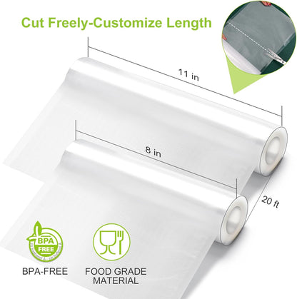 Skiennix 6-Pack Gift Wrap Rolls - 11" x 20' & 8" x 20' + 2-Pack 8" x 50' Rolls