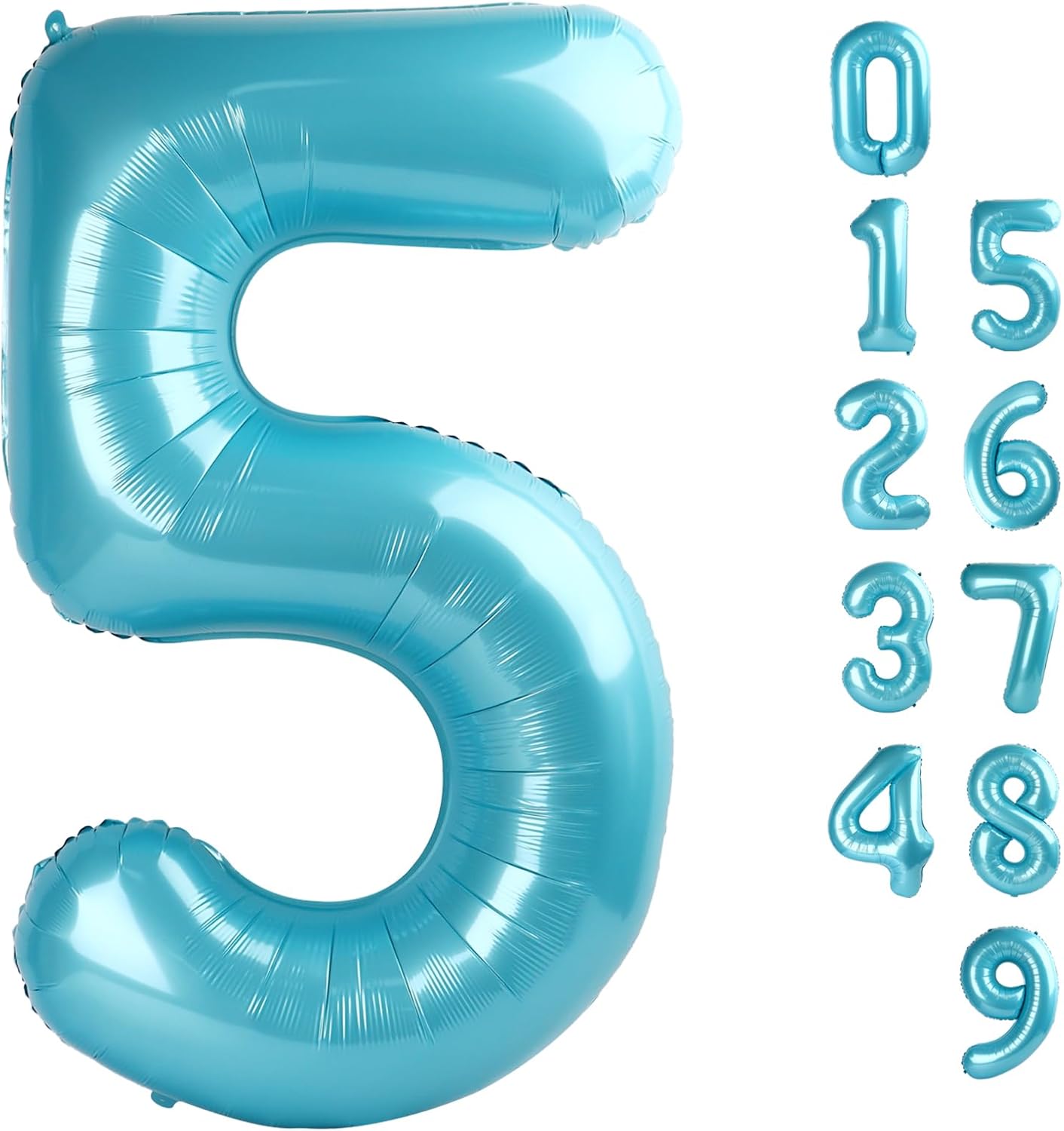 Balloon Numbers | 40 Inch Pastel Blue Balloons for 5th Birthday & Wedding Decor