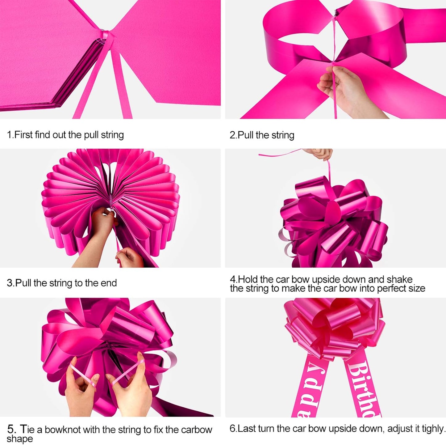 WILLBOND Large Happy Birthday Car Bow - Festive Gift Wrapping Decoration | 20 Inches, Rosy Color