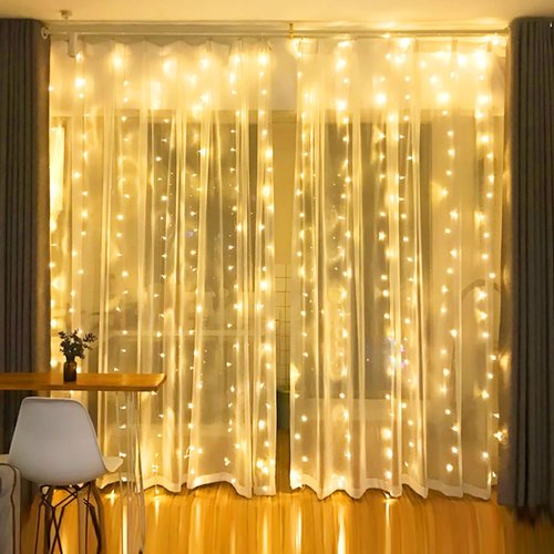 Dazzle Bright Curtain String Lights - 300 LED Warm White Fairy Lights | 9.8ft x 9.8ft, Waterproof with 8 Modes