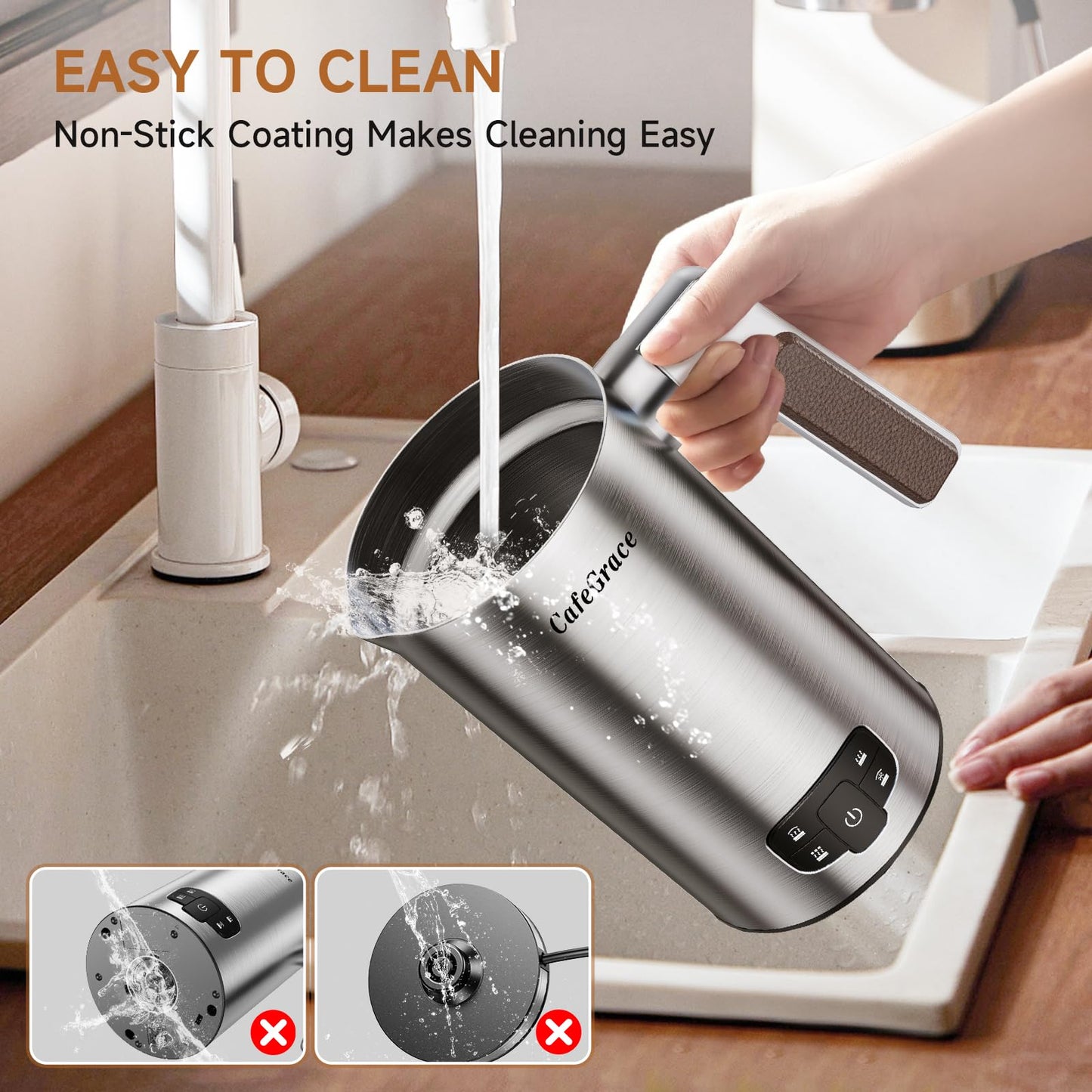 Milk Frother, 4-in-1 Milk Frother and Steamer, Electric Milk Steamer with Keep Warm Function, Automatic Warm and Cold Foam Maker for Coffee, Latte, Hot Chocolate, Macchiato, Cappuccinos